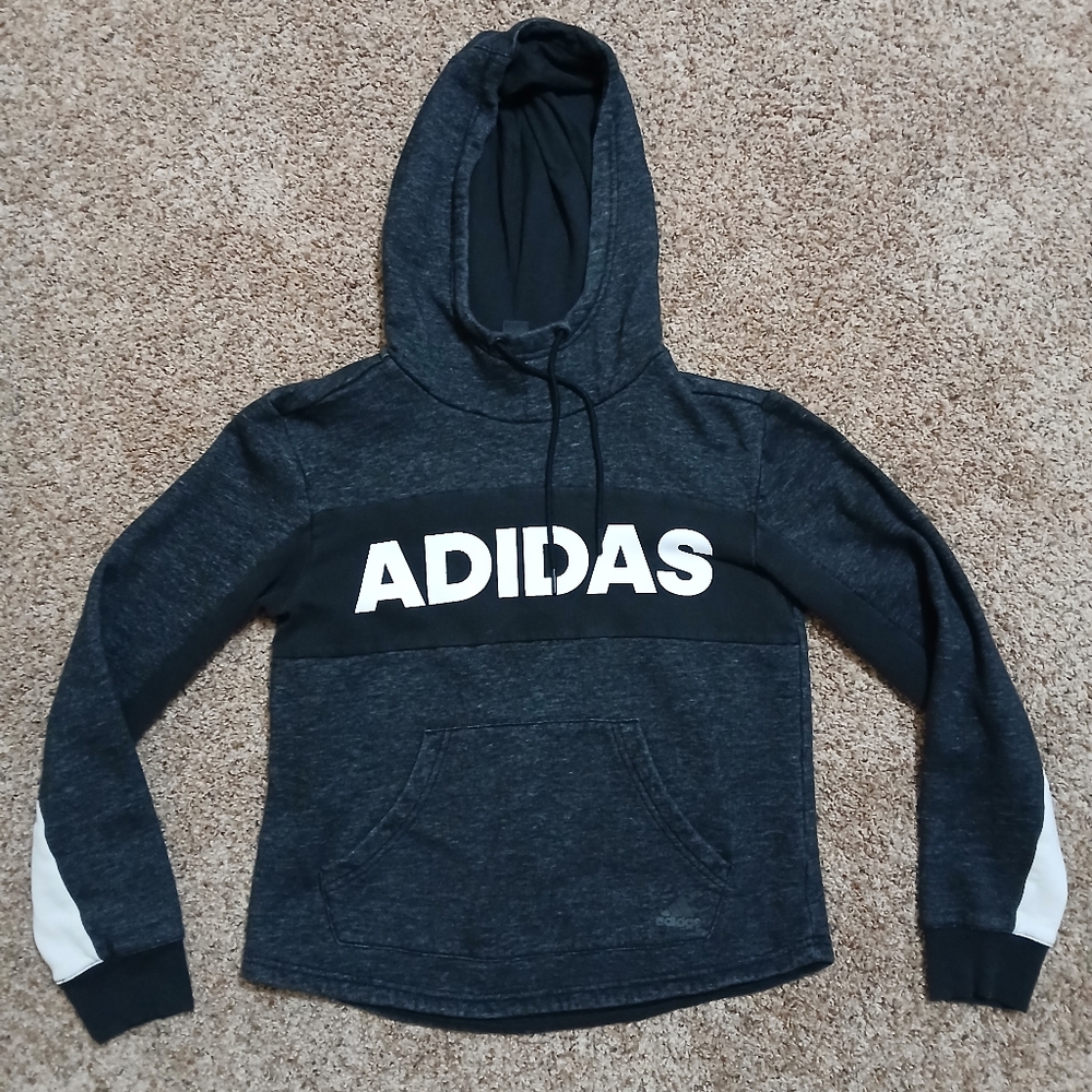Adidas Hooide Hooded Sweatshirt Black Heather White - Women XS